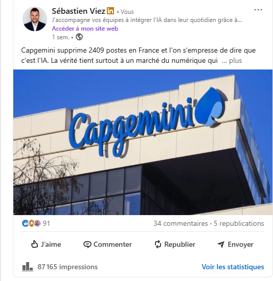 Publication LinkedIn générée avec Post'N Go 6