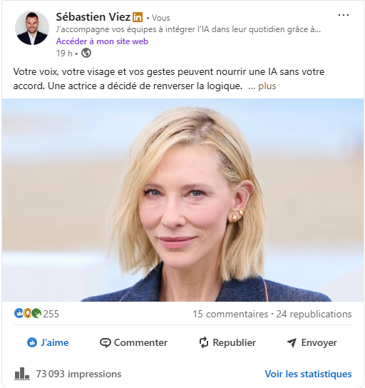 Publication LinkedIn générée avec Post'N Go 2