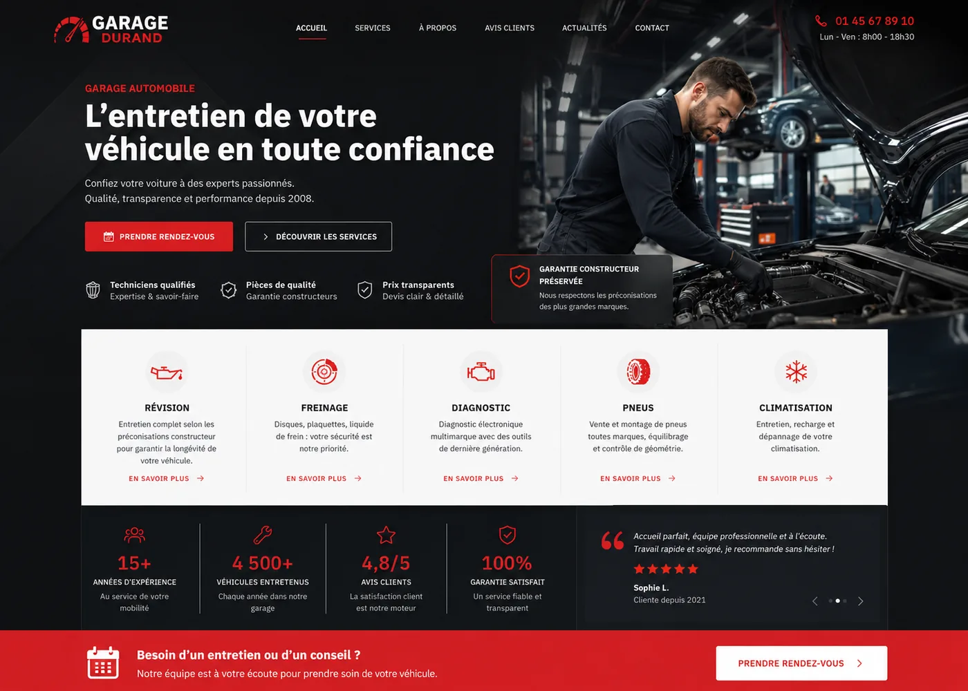 Exemple de site Garage